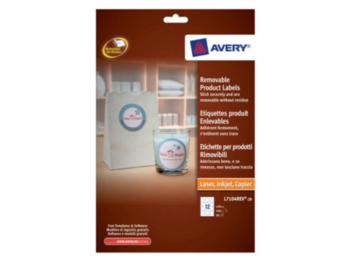 Etiquetas de produtos removíveis AVERY brancas