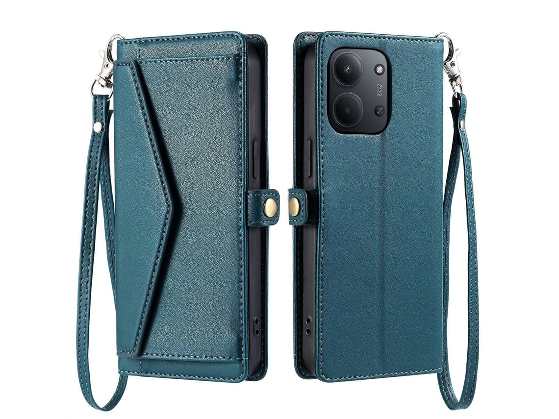 Capa De Couro Tkdaddy Para Xiaomi Redmi 15c 5g (ue) (173 Mm) / 15c 4g (ue) (173 Mm) Com Alça De Pulso E Suporte Tipo Carteira, Capa Para Celular Verde