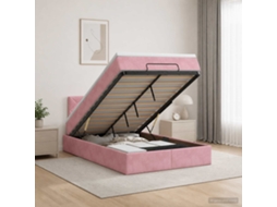 Vidaxl Cama Ottoman Com Colchão Com Cabeceira Rosa 120 X 190 Cm Veludo