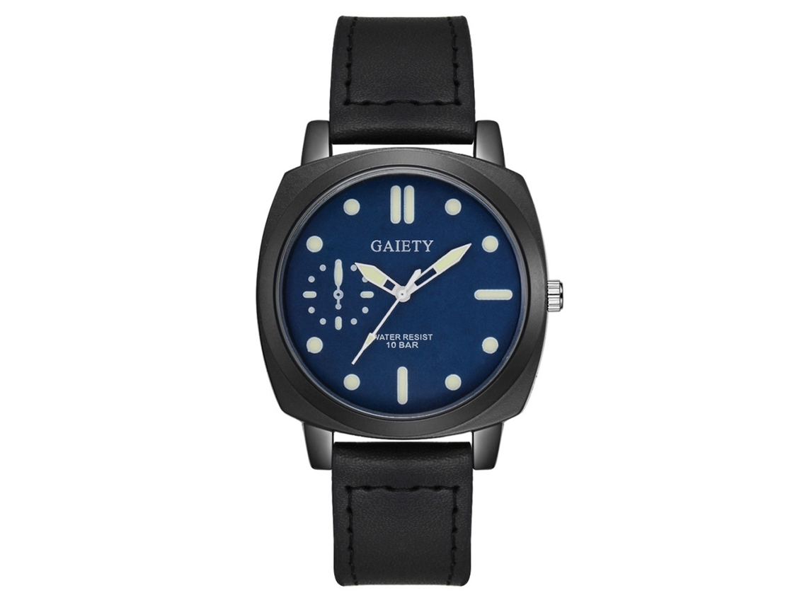 Relógio masculino Gaiety, analógico, de quartzo, com pulseira de PU, estilo esportivo preto.