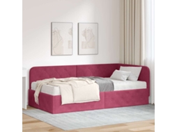Vidaxl Estrutura de Cama de Canto Vinho Vermelho 90 X 190 Cm Veludo