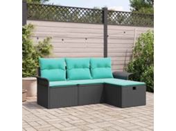 Vidaxl Conjunto De Sofá De Jardim 4 Unid. Rattan Sintético