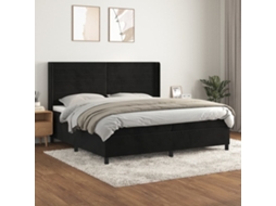 Cama Com Molas/colchão 200x200 Cm Veludo Preto