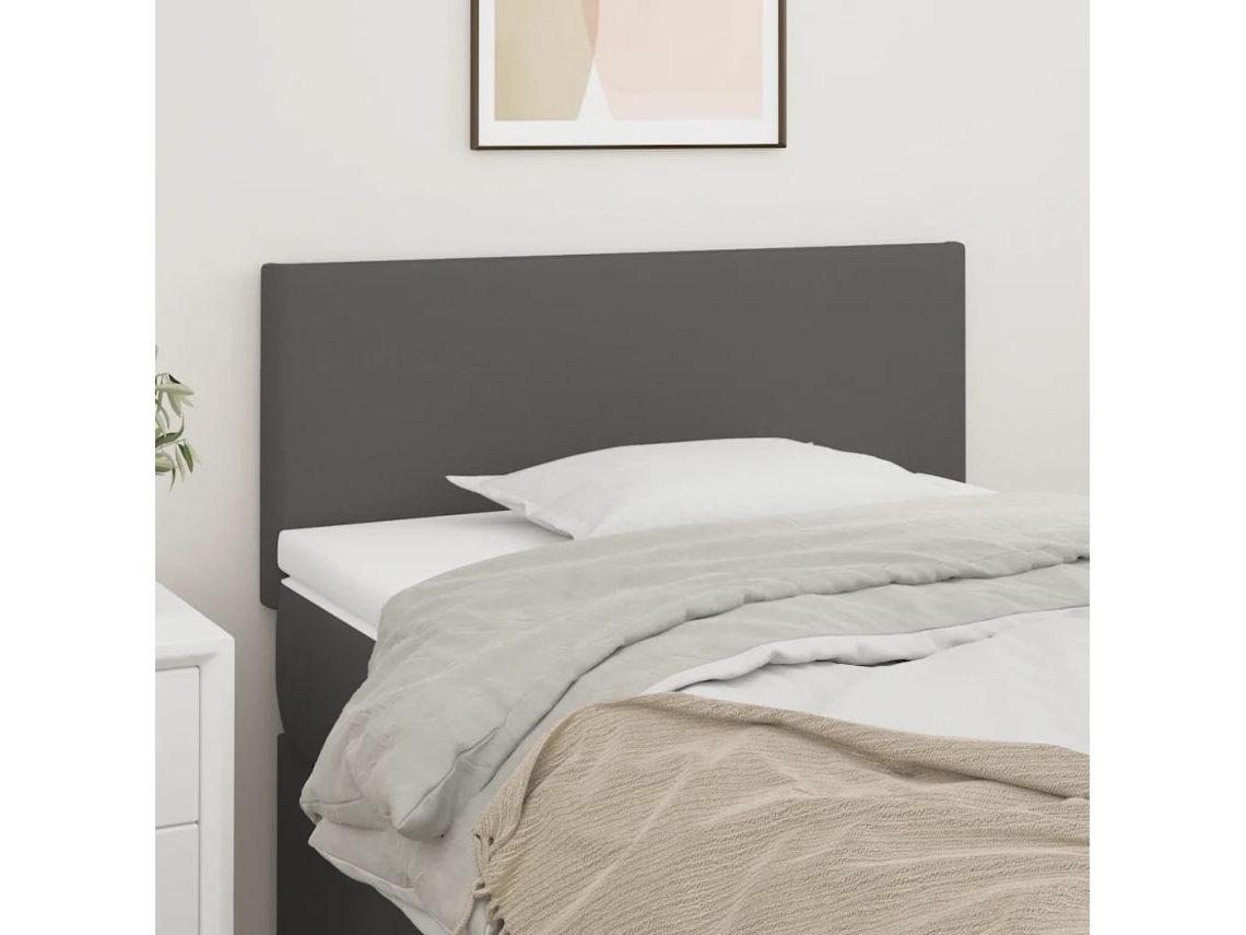 Vidaxl Cabeceira De Cama Couro Artificial 100x5x78/88 Cm Cinzento