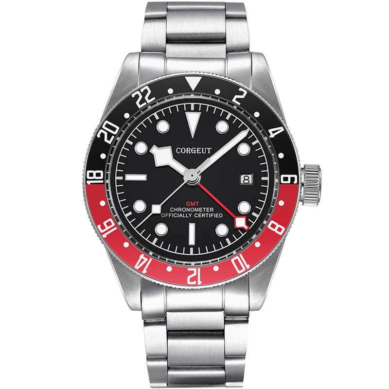 Relógio Masculino Automático Mecânico De 41 Mm (preto E Vermelho), Cristal De Safira.