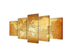 Políptico Com Impressão Do Mapa-mundo 100 X 50 Cm