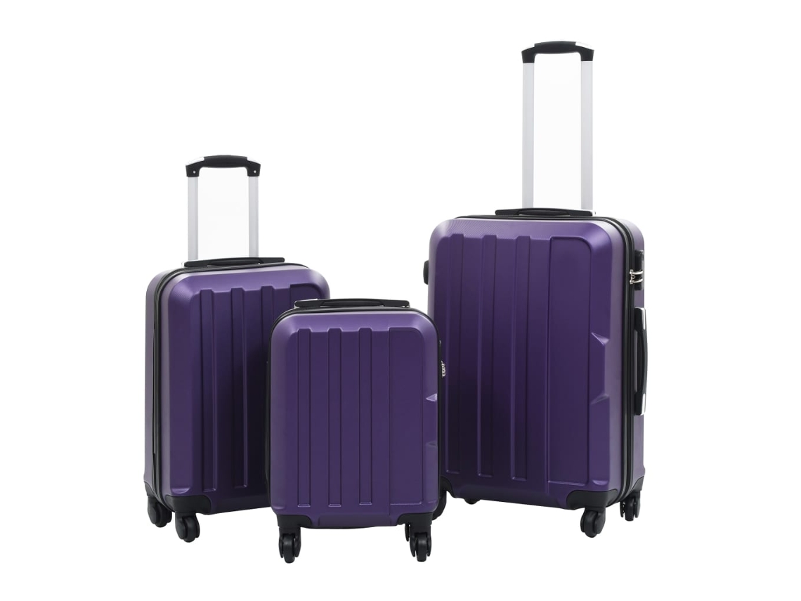 Vidaxl Conjunto De Tróleis Estojo Rígido 3 Pcs Abs Roxo