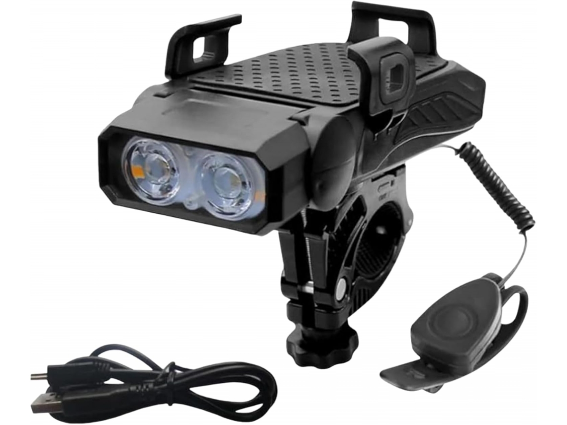 Luz de Bicicleta 4 em 1 com Buzina e Suporte AQUAFORGE