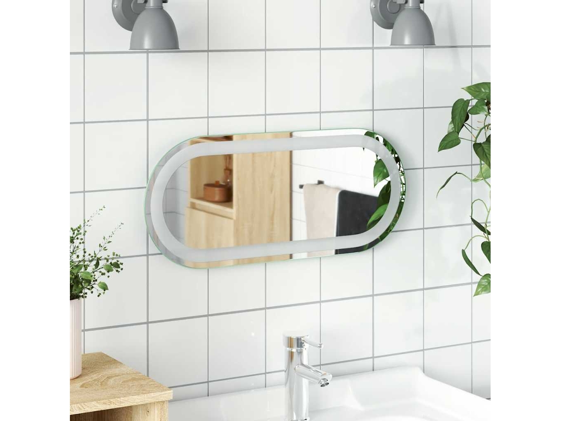 Vidaxl Espelho De Casa De Banho Com Luzes Led Oval 60x25 Cm