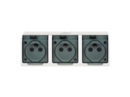 Tomada Saliente Tripla Impermeável Ip44 2Pe 16A 250V Branca Hermes