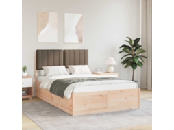 Vidaxl Estrutura De Cama Com Cabeceira Estofada Cinzento-acastanhado