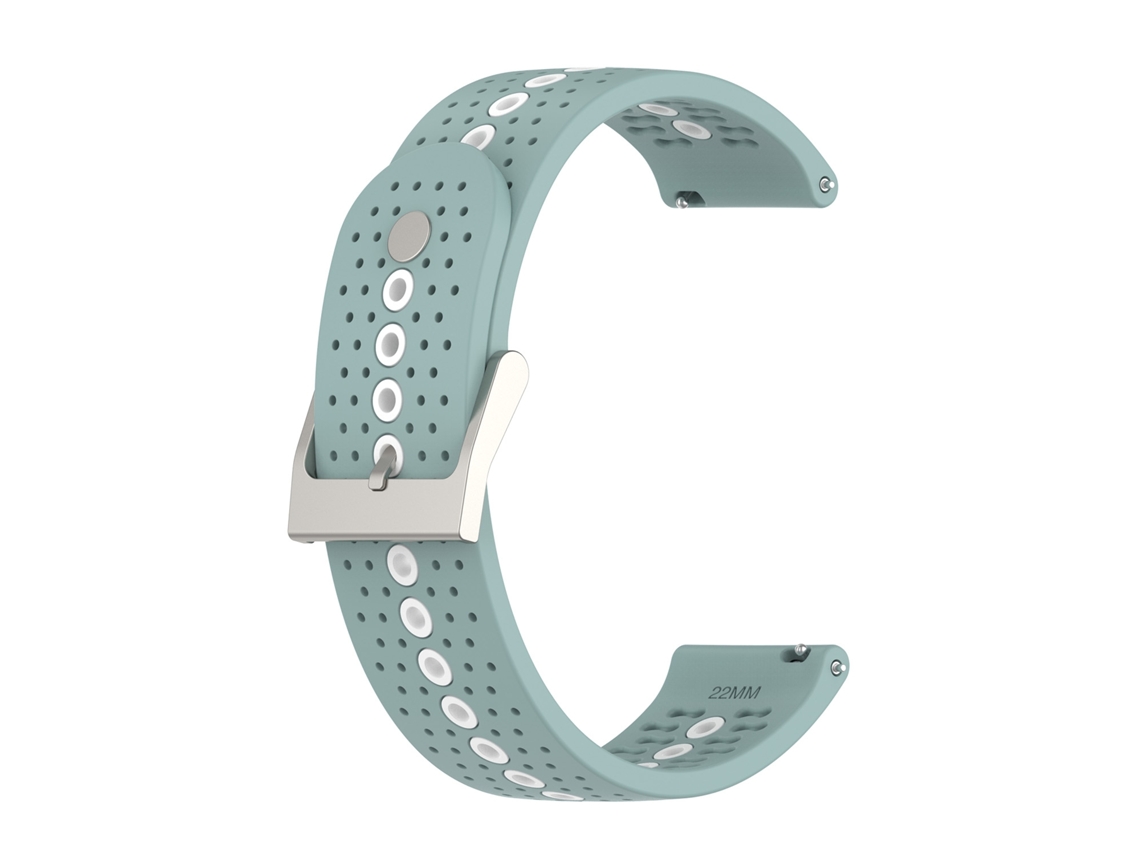Bracelete de relógio de silicone com furo colorido universal de 22 mm (branco ciano rock)