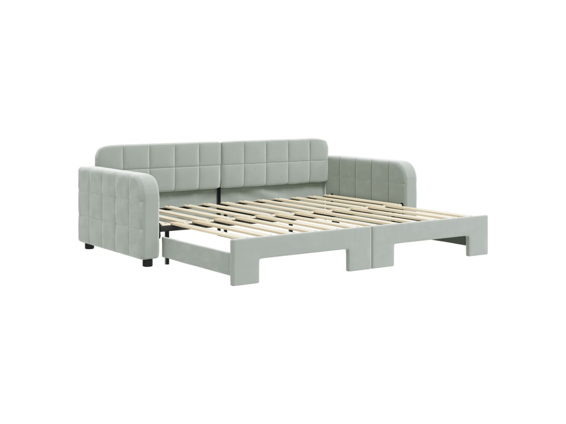 Sofá cama com Gavetão 90x200 Cm Veludo Cinzento claro MAISON EXCLUSIVE