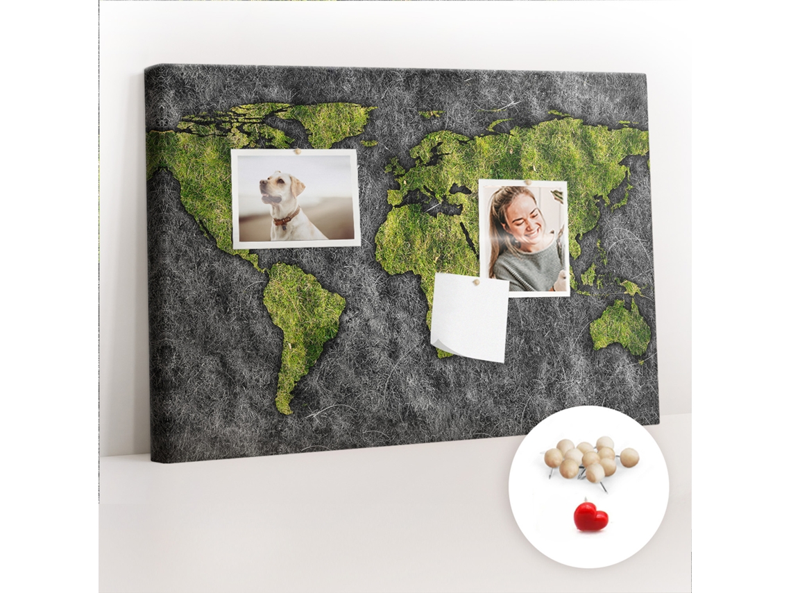 Quadro De Cortiça Com Impressão Mapa-múndi Para O Quarto Das Crianças Espelharte (60x40 Cm)