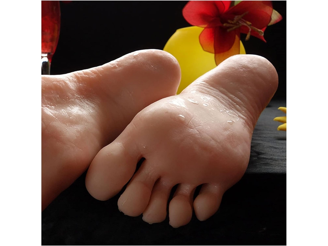 Modelo Realista de Pé em Silicone, Meias Femininas de Silicone, Unhas Postiças, Exibição de Pés, Ossos SFUSHOS