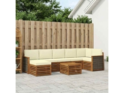 Vidaxl Conjunto De Sofás Para Exterior 7 Pcs Natural E Creme
