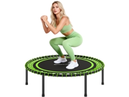 Trampolim de Fitness Ø114 Cm com Estrutura de Aço Reforçada para Treino Das Pernas do Corpo Verde e Preto Ge