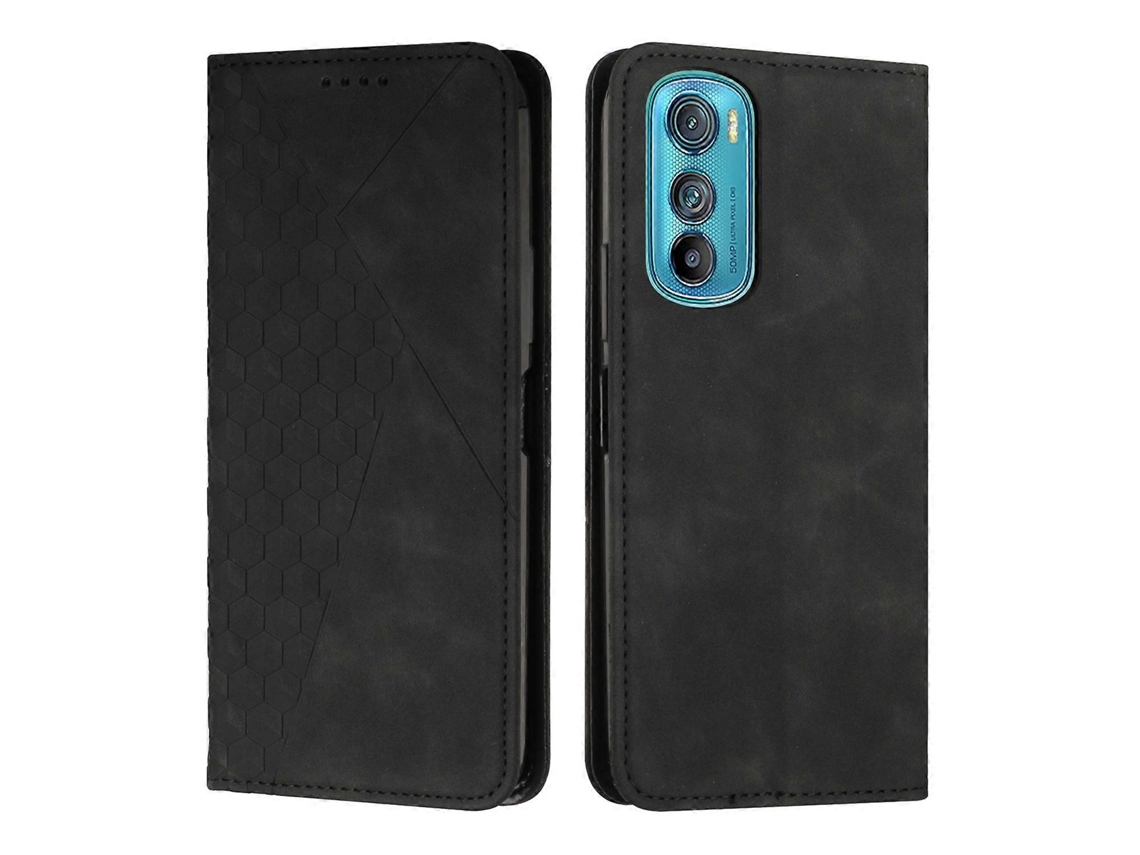 Capa Magnética Para Motorola Edge 30 Com Padrão De Diamante E Textura Que Imita A Pele.