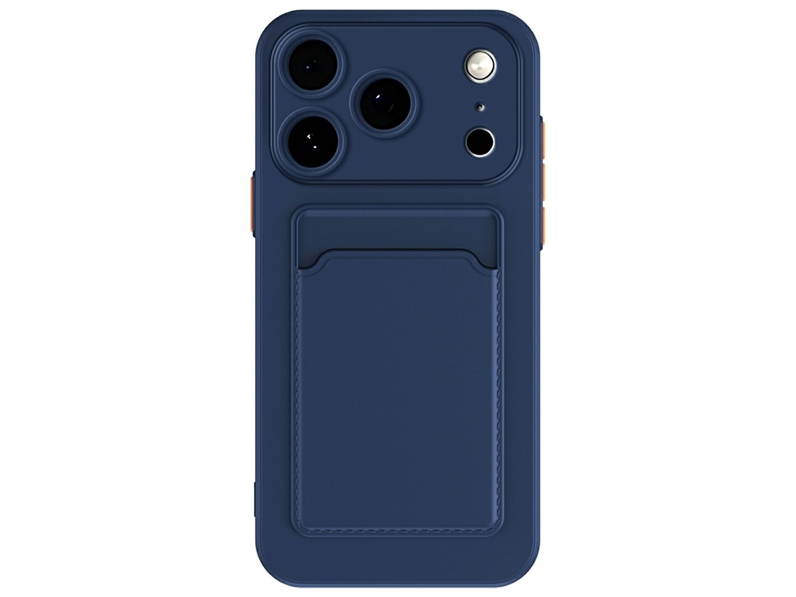 Capa Para Celular Iphone 17 Pro Max Com Porta-cartões Em Tpu - Azul
