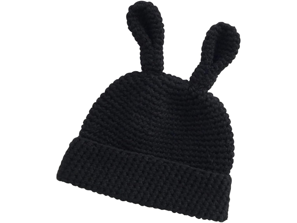 Gorro Feminino De Tricô Com Orelhas De Coelho, Quente E Confortável, Perfeito Para O Inverno.