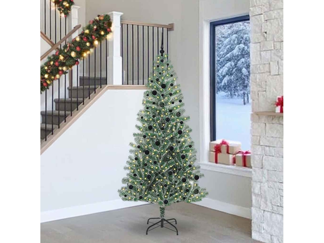 Vidaxl Árvore De Natal Artificial Coberta De Neve Com Luzes De Led