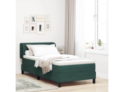 Vidaxl Cama Box Com Cabeceira Verde-escuro 90 X 190 Cm Veludo
