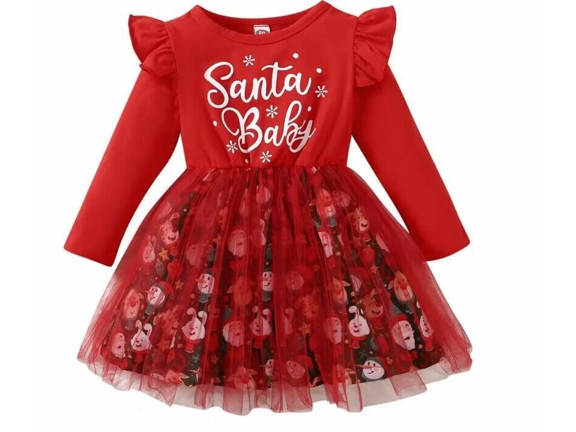 Roupas de Natal Saia Tutu Estampada Patchwork 130Cm