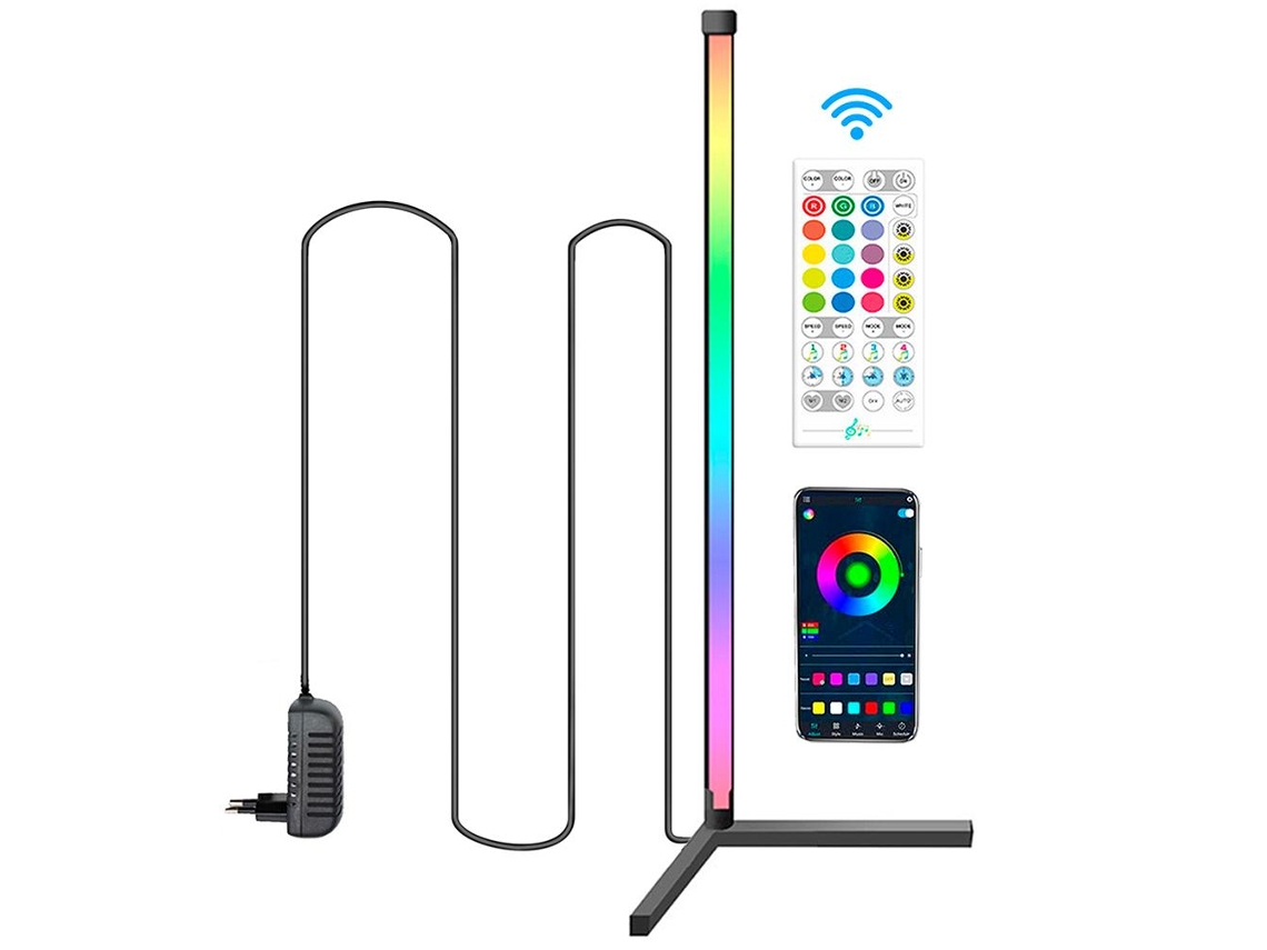 Lâmpada de canto RGB Led, muda de cor, controle remoto, iluminação noturna