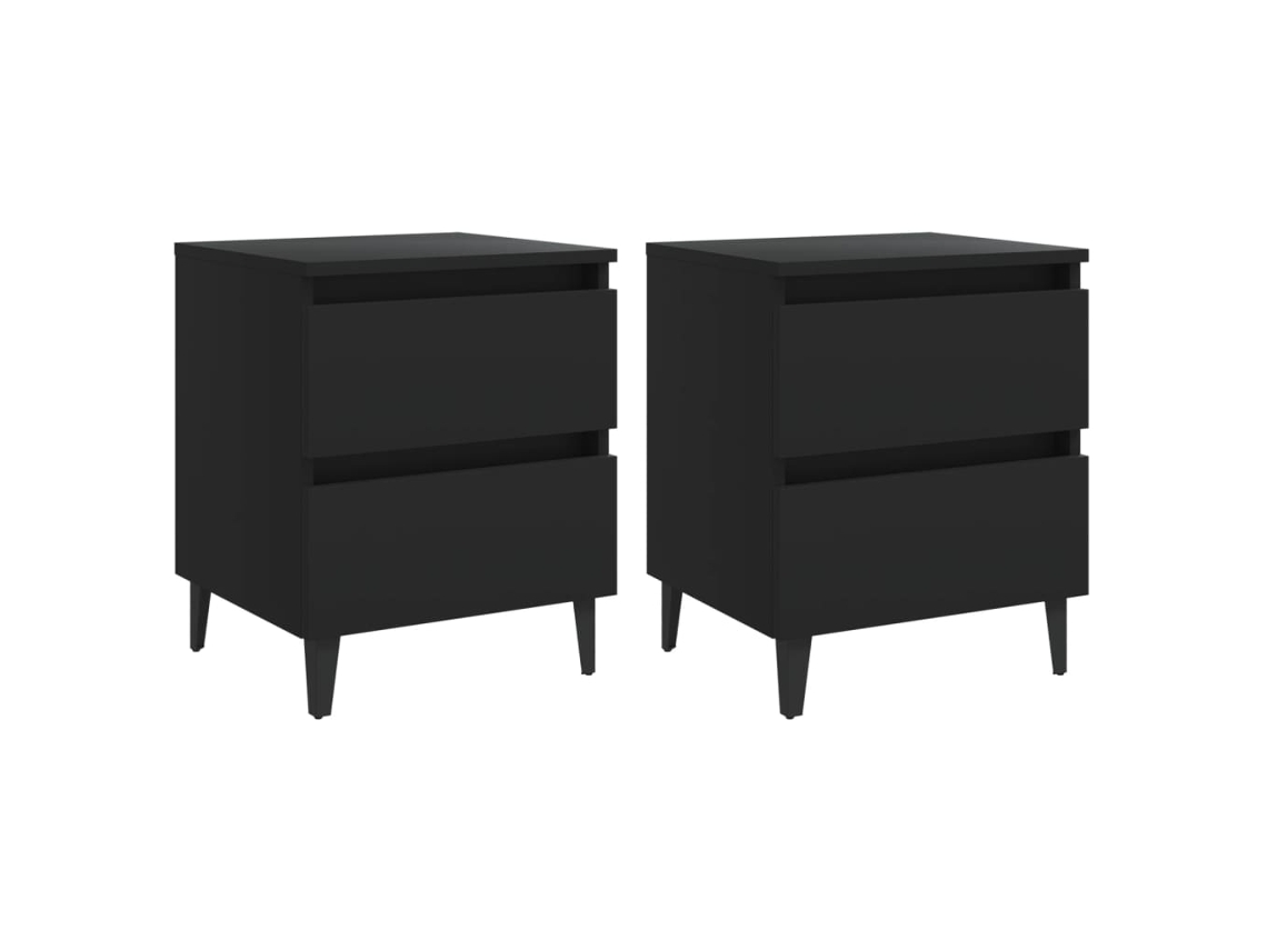 Conjunto 2 Mesa de cabeceira VIDAXL Preto Madeira processada (40x35x50 cm)