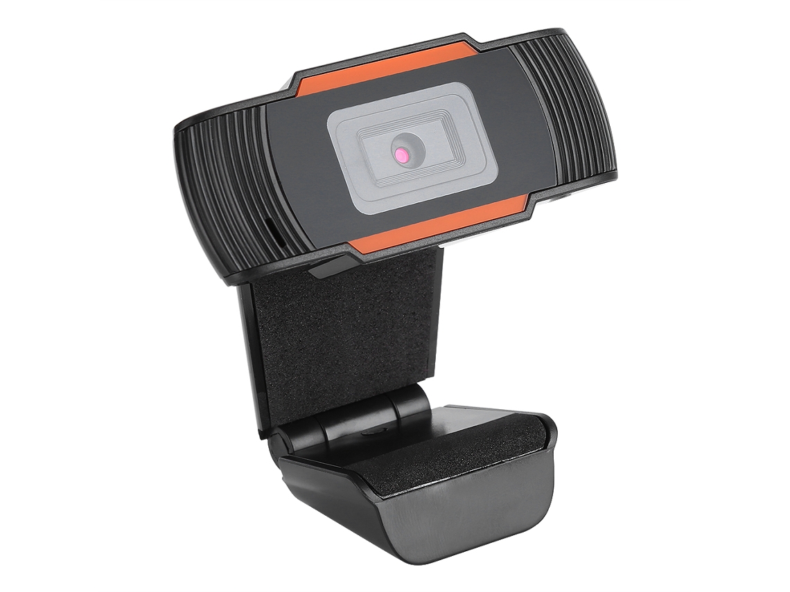 Webcam Usb Hd 3mp Com Microfone Clip Em Web Camera Vídeo Digital Preto+laranja