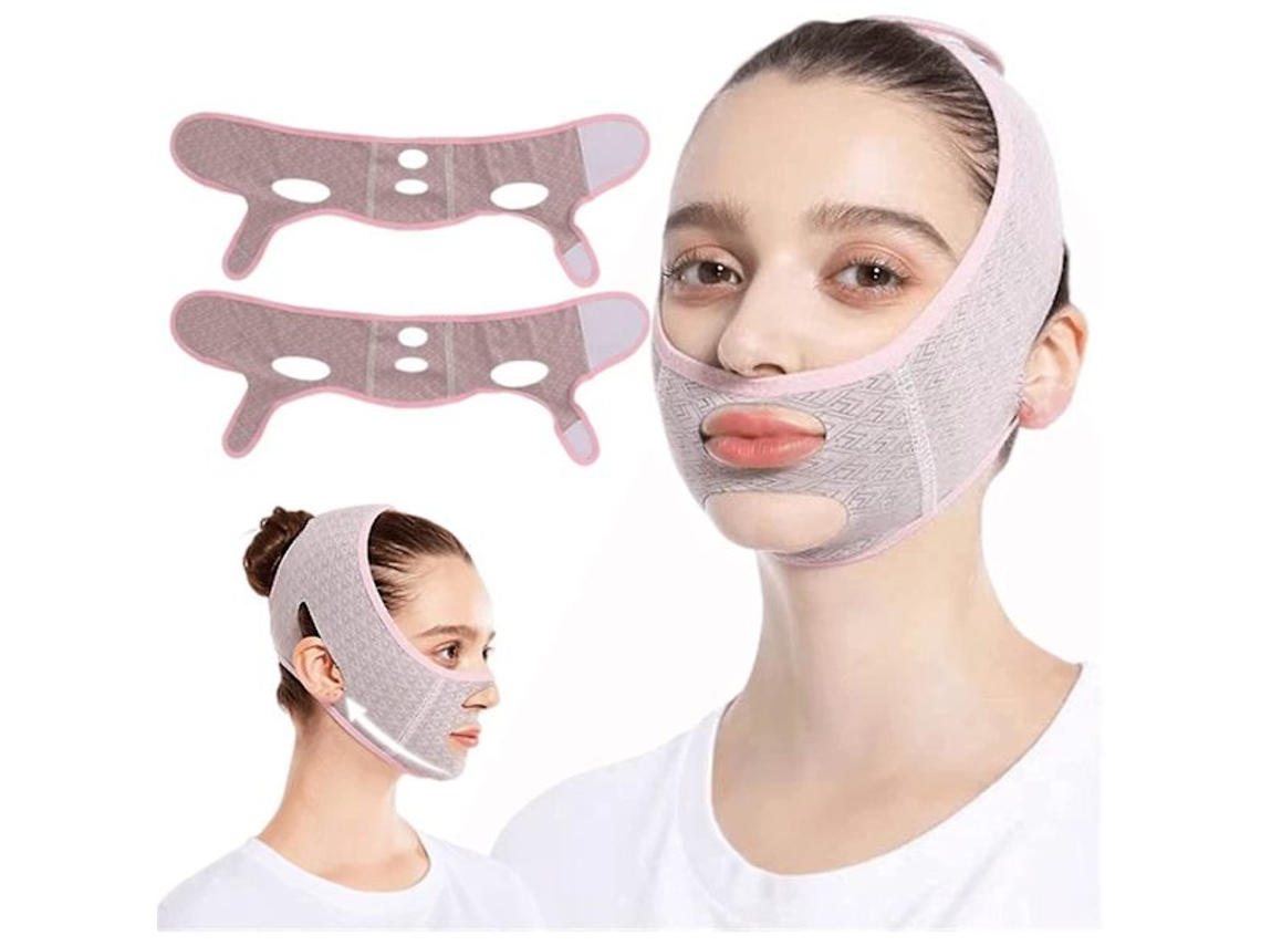 Máscara Noturna Modeladora de Beleza, Reutilizável para Modelar o Rosto em V, Lifting Facial com Faixa Afinadora, Redutor de Papada AQUAFORGE