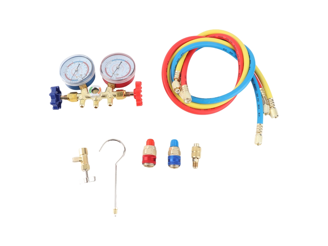 Manômetro Primerox de Pressão para Ar Condicionado 3 Vias para Recarga de Freon R410, R22, R134a