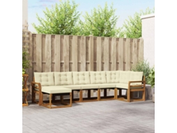 Vidaxl Conjunto De Sofás Para Exterior 7 Pcs Natural E Creme