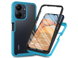 Compre Capa Transparente De Pctpu Para Xiaomi Redmi 13c 4g / 13c 5g / Poco C65 4g Com Película De Pet Azul Bebê