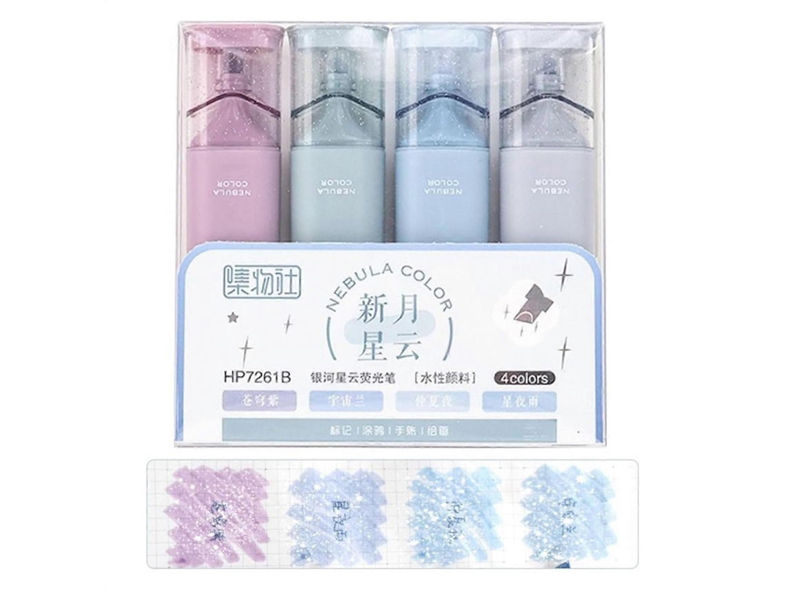 Pacote Com 4 Marcadores De Glitter Pastel Para Notas Brilhantes Olysi Shop