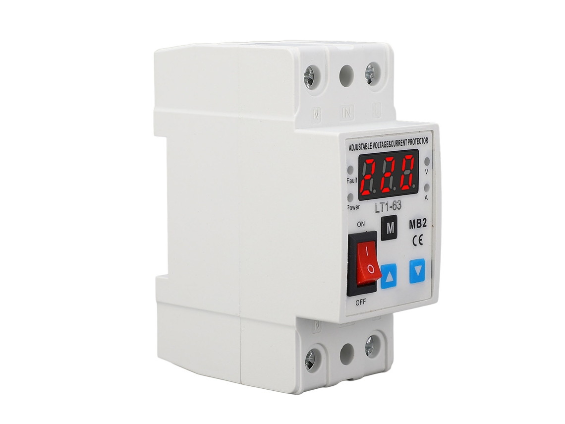 Protetor De Tensão Auto Recuperável 220v 63a Com Interruptor Barco E Conector De Prata
