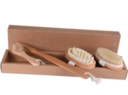 Conjunto De 4 Escovas Banho Madeira Cáqui Callaron Para Limpeza Profunda E Remoção Poeira, Acessórios Práticos Para Uso