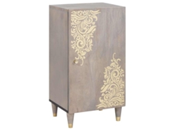 Vidaxl Buffet Cinza E Ouro 40 X 33 X 75 Cm Madeira De Manga Maciça