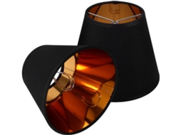 Conjunto De 2 Capas Decorativas De Encaixe Para Luminária De Mesa Em Policarbonato E Ferro, Com Acabamento Em Preto E Dourado.
