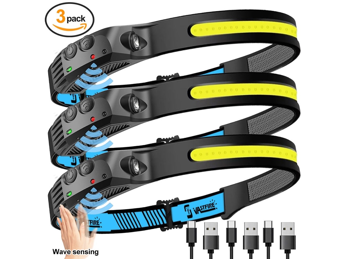 Lanterna De Cabeça Led Com Sensor De Movimento, 3 Leds Cob E Carregamento Usb., Classe De Eficiência Energética
