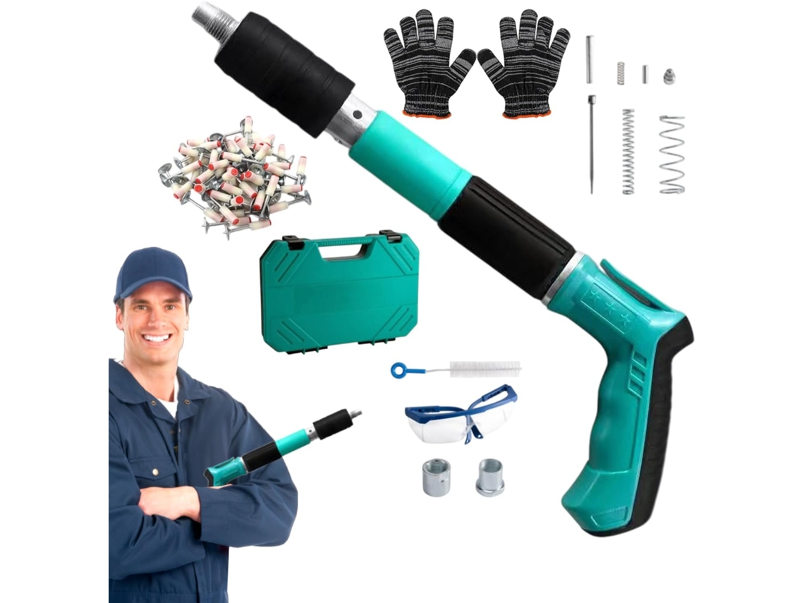 Pregador Pneumático Elétrico Para Concreto – Pistola De Pregos Pequena E Portátil Com Acessórios