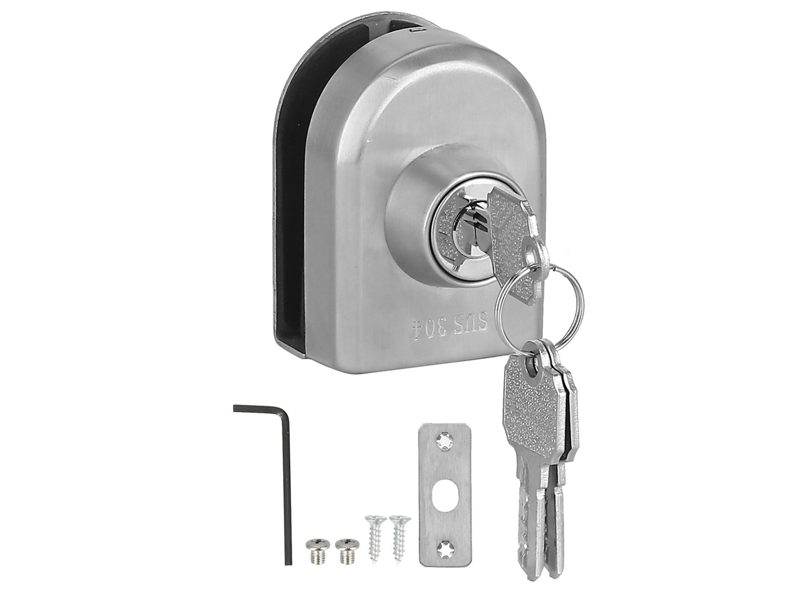 Fechadura De Aço Inoxidável Para Porta Correr, Antirroubo, Anti-alavanca, Com Amortecimento Espuma, Vidro Sem Moldura.
