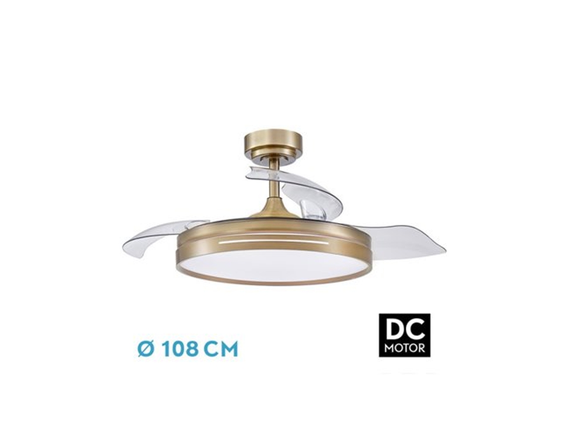 Ventilador Dc 72W Micenas Couro 3 Lâminas Transparentes FABRILAMP FABRILAMP