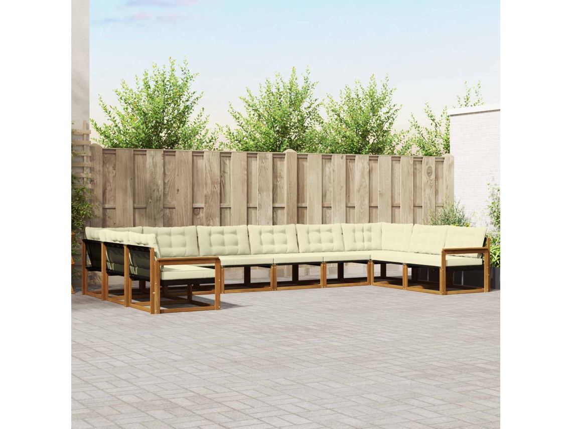 Vidaxl Conjunto De Sofás Para Exterior 10 Pcs Natural E Creme