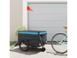 Vidaxl Reboque Para Bicicleta 45 Kg Ferro Preto E Azul