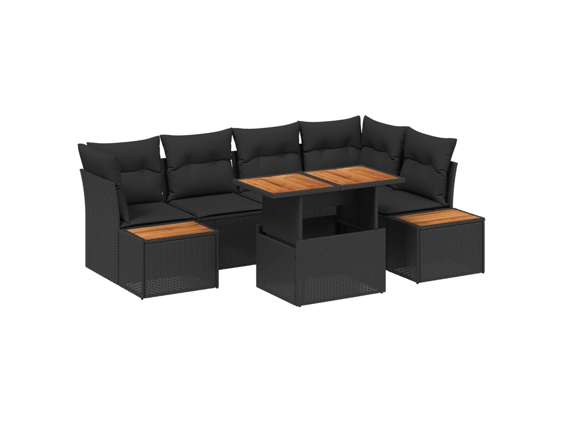 Vidaxl Conjunto De Sofá De Jardim 10 Unid. Preto Rattan Sintético