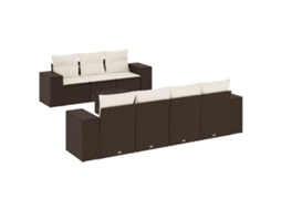 Maison Exclusive - 8 Pcs Conjunto Sofás De Jardim C/ Almofadões Vime Pe Castanho