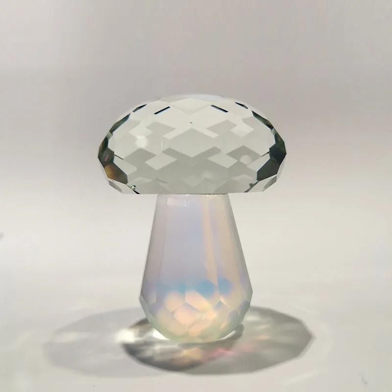 Ornamento de Cogumelo de Cristal , Joia de Vidro Lapidado, Artesanato. MDUG (53 Mm Transparente)