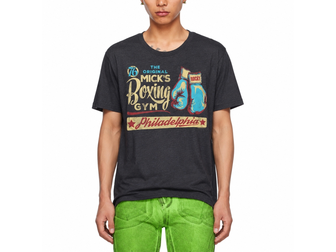 Rockinstone Rocky Movie Just Beat It Heather Navy Adult Shirt Size:m