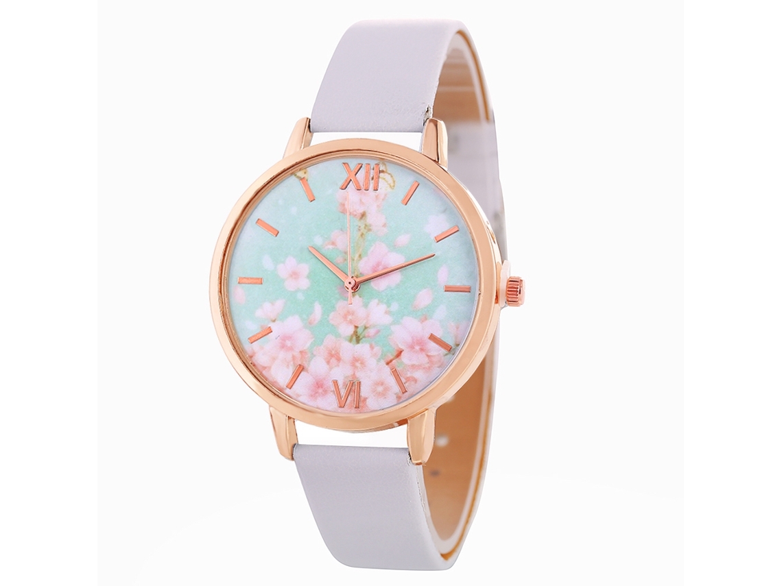 Relógio de Pulsera Feminino de Couro Artificial Moda Quartzo Simples Branco Zhoulianfa